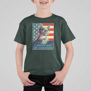 Harris Supporter T Shirt For Kid I Understand The Assignment Kamala Childless Cat Ladies TS09 Dark Forest Green Print Your Wear