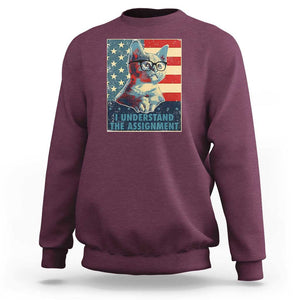 Harris Supporter Sweatshirt I Understand The Assignment Kamala Childless Cat Ladies TS09 Maroon Print Your Wear