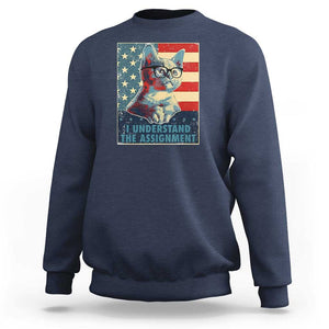 Harris Supporter Sweatshirt I Understand The Assignment Kamala Childless Cat Ladies TS09 Navy Print Your Wear