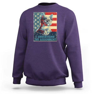 Harris Supporter Sweatshirt I Understand The Assignment Kamala Childless Cat Ladies TS09 Purple Print Your Wear