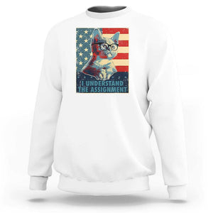 Harris Supporter Sweatshirt I Understand The Assignment Kamala Childless Cat Ladies TS09 White Print Your Wear