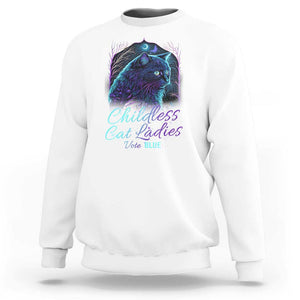 Harris Supporter Sweatshirt Childless Cat Ladies Vote Blue Kamala 2024 TS09 White Print Your Wear