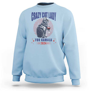 Harris Supporter Sweatshirt Crazy Cat Lady For Kamala 2024 TS09 Light Blue Print Your Wear