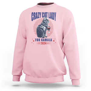 Harris Supporter Sweatshirt Crazy Cat Lady For Kamala 2024 TS09 Light Pink Print Your Wear