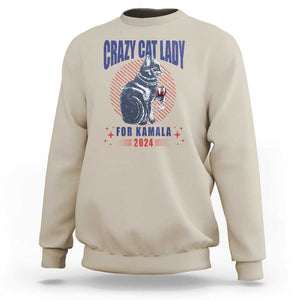 Harris Supporter Sweatshirt Crazy Cat Lady For Kamala 2024 TS09 Sand Print Your Wear