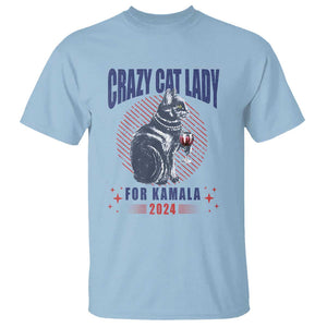 Harris Supporter T Shirt Crazy Cat Lady For Kamala 2024 TS09 Light Blue Print Your Wear