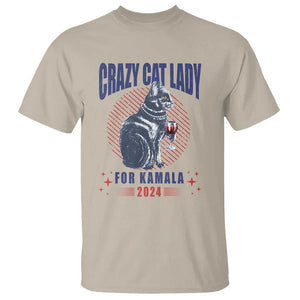 Harris Supporter T Shirt Crazy Cat Lady For Kamala 2024 TS09 Sand Print Your Wear