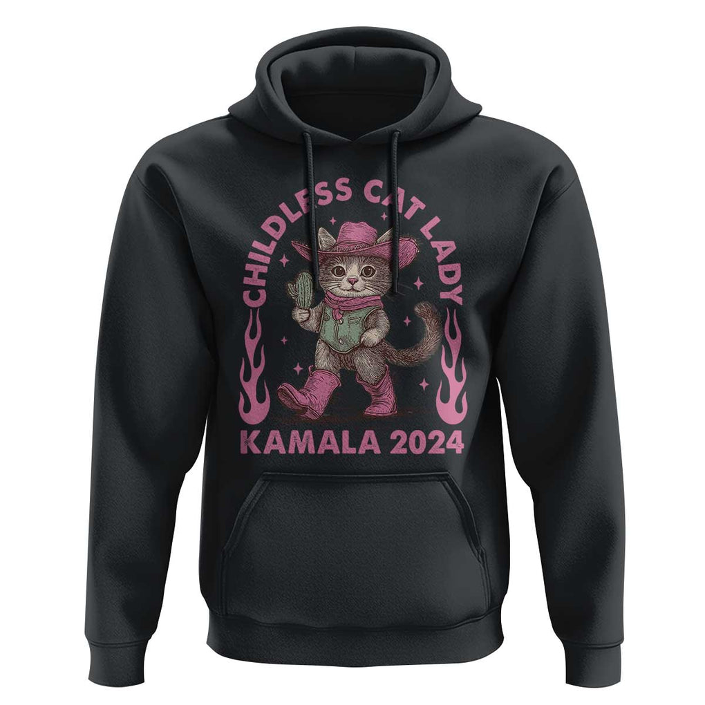 Harris Supporter Hoodie Cowboy Childless Cat Lady Kamala 2024 TS09 Black Print Your Wear