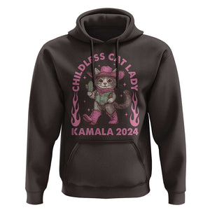 Harris Supporter Hoodie Cowboy Childless Cat Lady Kamala 2024 TS09 Dark Chocolate Print Your Wear