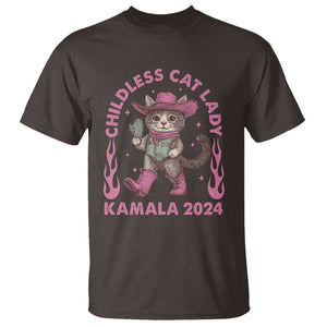 Harris Supporter T Shirt Cowboy Childless Cat Lady Kamala 2024 TS09 Dark Chocolate Print Your Wear