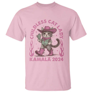 Harris Supporter T Shirt Cowboy Childless Cat Lady Kamala 2024 TS09 Light Pink Print Your Wear