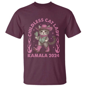 Harris Supporter T Shirt Cowboy Childless Cat Lady Kamala 2024 TS09 Maroon Print Your Wear