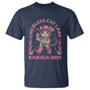 Harris Supporter T Shirt Cowboy Childless Cat Lady Kamala 2024 TS09 Navy Print Your Wear