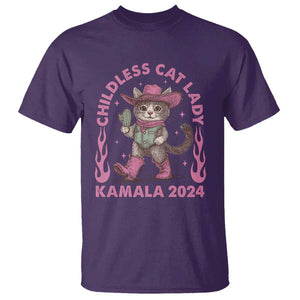 Harris Supporter T Shirt Cowboy Childless Cat Lady Kamala 2024 TS09 Purple Print Your Wear