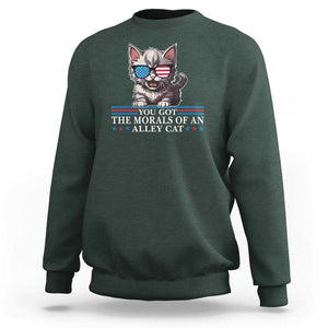 US President Election Debate 2024 Sweatshirt Morals Of An Alley Cat TS09 Dark Forest Green Print Your Wear