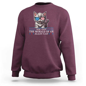 US President Election Debate 2024 Sweatshirt Morals Of An Alley Cat TS09 Maroon Print Your Wear