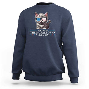 US President Election Debate 2024 Sweatshirt Morals Of An Alley Cat TS09 Navy Print Your Wear