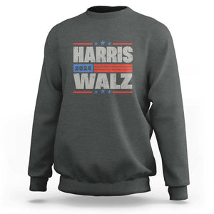 Harris Waltz 2024 Sweatshirt Kamala Support US President Election TS09 Dark Heather Print Your Wear