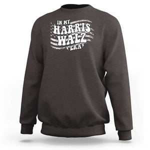 In My Harris Walz Era Sweatshirt Kamala Support Groovy American Flag TS09 Dark Chocolate Print Your Wear