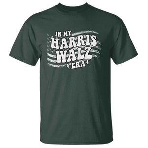 In My Harris Walz Era T Shirt Kamala Support Groovy American Flag TS09 Dark Forest Green Print Your Wear