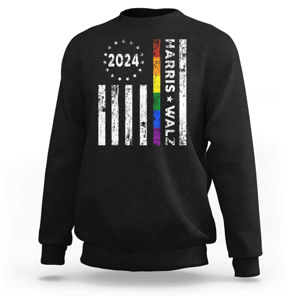 Harris Walz 2024 Sweatshirt Kamala 47th President American Flag TS09 Black Print Your Wear