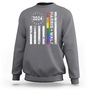 Harris Walz 2024 Sweatshirt Kamala 47th President American Flag TS09 Charcoal Print Your Wear