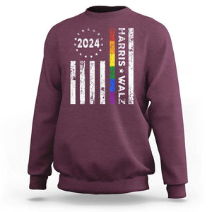 Harris Walz 2024 Sweatshirt Kamala 47th President American Flag TS09 Maroon Print Your Wear