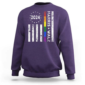 Harris Walz 2024 Sweatshirt Kamala 47th President American Flag TS09 Purple Print Your Wear