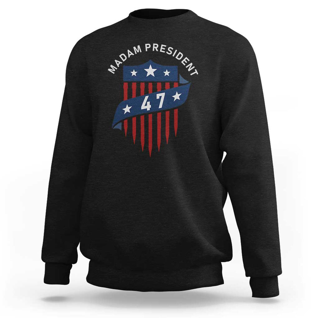 Harris Supporter Sweatshirt Madam President 47 Kamala 2024 TS09 Black Print Your Wear