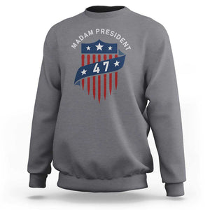 Harris Supporter Sweatshirt Madam President 47 Kamala 2024 TS09 Charcoal Print Your Wear