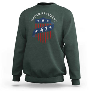 Harris Supporter Sweatshirt Madam President 47 Kamala 2024 TS09 Dark Forest Green Print Your Wear