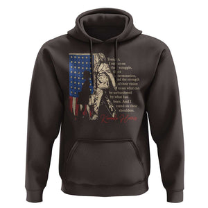 Harris Supporter Hoodie I Stand On Their Shoulders Kamala and Ruby Bridges Retro TS09 Dark Chocolate Print Your Wear