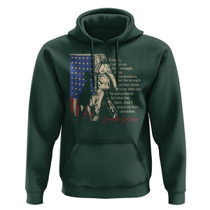 Harris Supporter Hoodie I Stand On Their Shoulders Kamala and Ruby Bridges Retro TS09 Dark Forest Green Print Your Wear