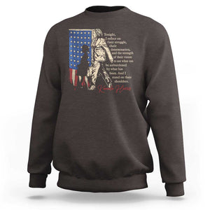 Harris Supporter Sweatshirt I Stand On Their Shoulders Kamala and Ruby Bridges Retro TS09 Dark Chocolate Print Your Wear