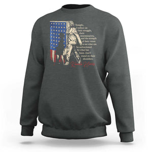 Harris Supporter Sweatshirt I Stand On Their Shoulders Kamala and Ruby Bridges Retro TS09 Dark Heather Print Your Wear