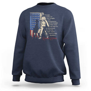 Harris Supporter Sweatshirt I Stand On Their Shoulders Kamala and Ruby Bridges Retro TS09 Navy Print Your Wear