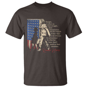 Harris Supporter T Shirt I Stand On Their Shoulders Kamala and Ruby Bridges Retro TS09 Dark Chocolate Print Your Wear