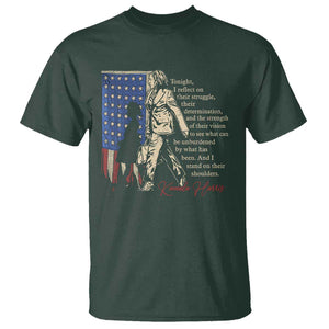 Harris Supporter T Shirt I Stand On Their Shoulders Kamala and Ruby Bridges Retro TS09 Dark Forest Green Print Your Wear