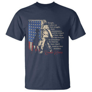 Harris Supporter T Shirt I Stand On Their Shoulders Kamala and Ruby Bridges Retro TS09 Navy Print Your Wear