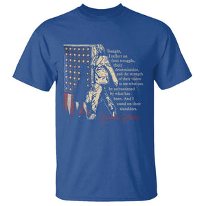 Harris Supporter T Shirt I Stand On Their Shoulders Kamala and Ruby Bridges Retro TS09 Royal Blue Print Your Wear