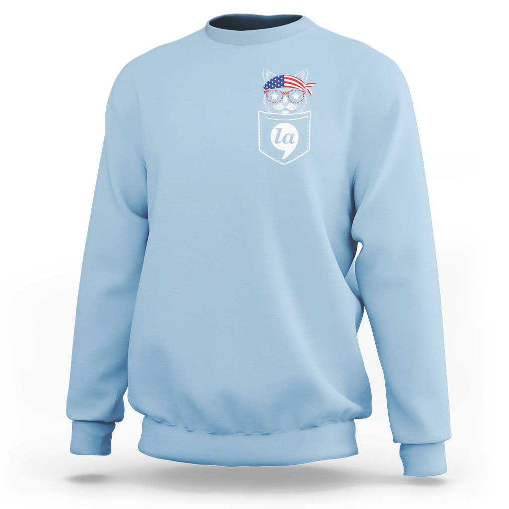 Harris Supporter Sweatshirt Comma-La Pocket American Cat Lady TS09 Light Blue Print Your Wear
