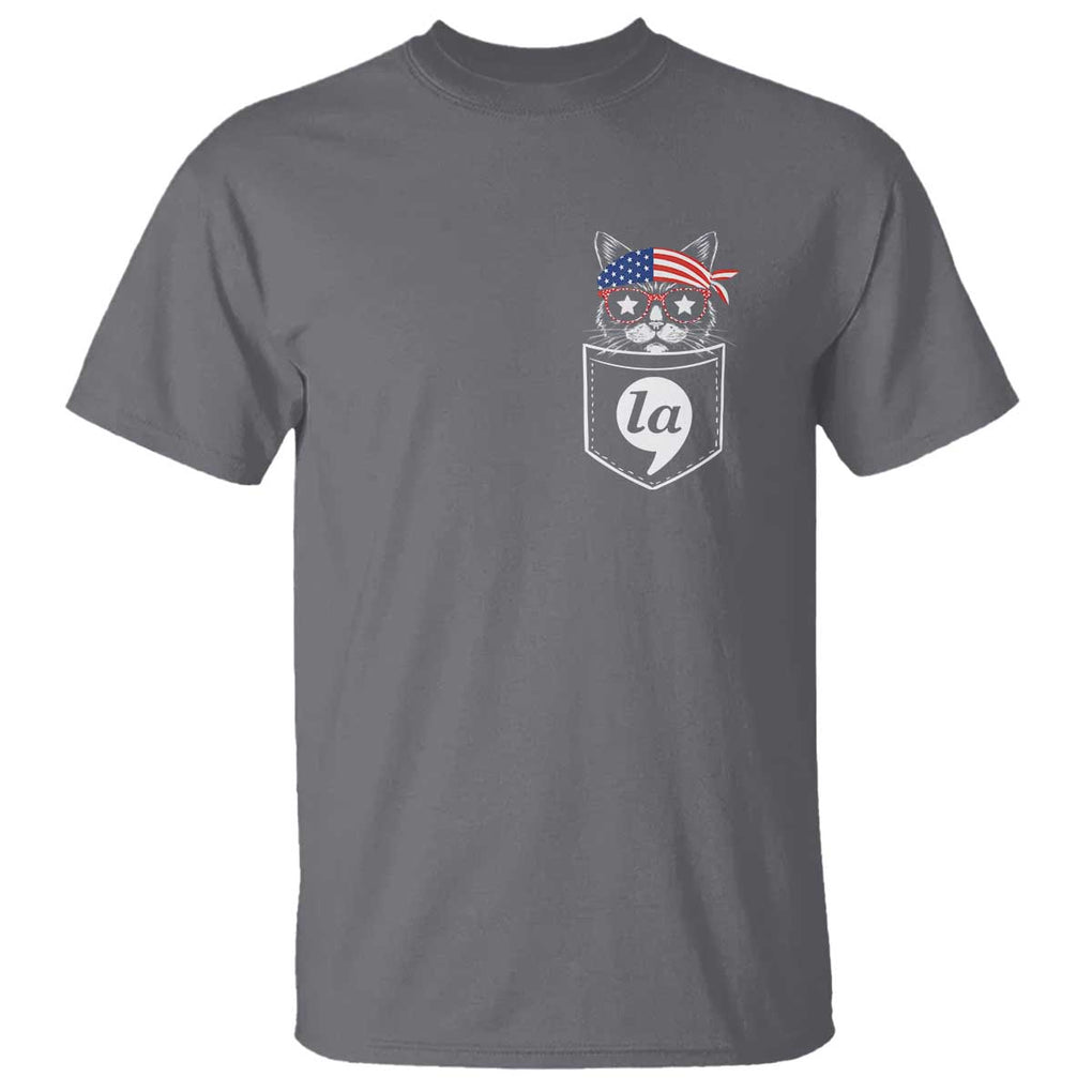 Harris Supporter T Shirt Comma-La Pocket American Cat Lady TS09 Charcoal Print Your Wear
