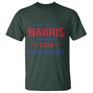 Harris For President T Shirt We Choose Freedom Kamala Support TS09 Dark Forest Green Print Your Wear