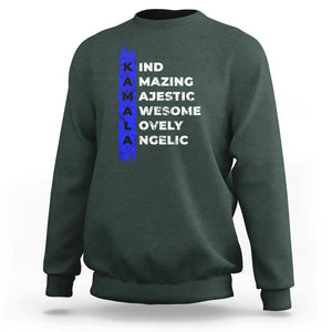 Harris Supporter Sweatshirt Kamala 2024 Kind Amazing Majestic Vote For Blue TS09 Dark Forest Green Print Your Wear