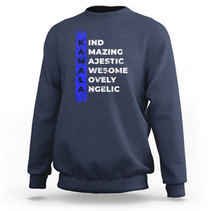 Harris Supporter Sweatshirt Kamala 2024 Kind Amazing Majestic Vote For Blue TS09 Navy Print Your Wear