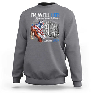 I'm With Her Kamala 2024 Sweatshirt Rocking Chucks And Pearls Harris Supporter TS09 Charcoal Print Your Wear