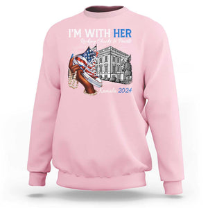 I'm With Her Kamala 2024 Sweatshirt Rocking Chucks And Pearls Harris Supporter TS09 Light Pink Print Your Wear