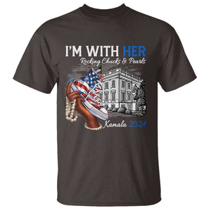 I'm With Her Kamala 2024 T Shirt Rocking Chucks And Pearls Harris Supporter TS09 Dark Chocolate Print Your Wear