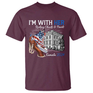 I'm With Her Kamala 2024 T Shirt Rocking Chucks And Pearls Harris Supporter TS09 Maroon Print Your Wear