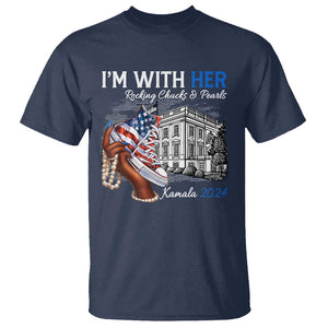 I'm With Her Kamala 2024 T Shirt Rocking Chucks And Pearls Harris Supporter TS09 Navy Print Your Wear